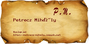 Petrecz Mihály névjegykártya